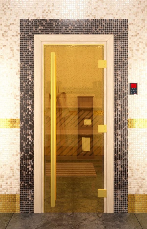 Дверь DoorWood Престиж Золото 80х200, стекло золото, коробка ольха