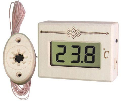 Термометр электронный выносной ТЭС Pt (в корпусе из липы) с температурным датчиком